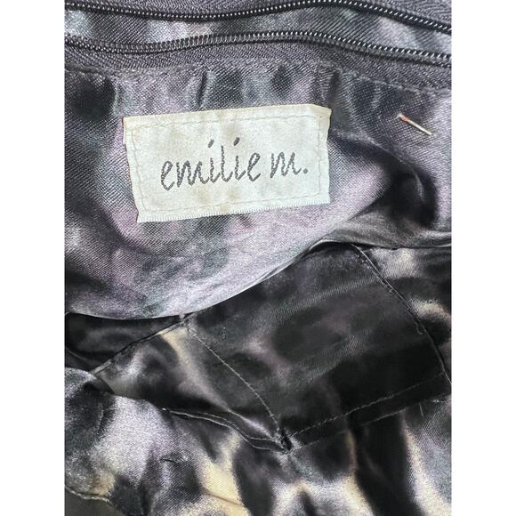 Emilie M. Tote Shoulder Bag Womens Taupe Gray Faux Leather Animal Print Lining - Picture 3 of 10